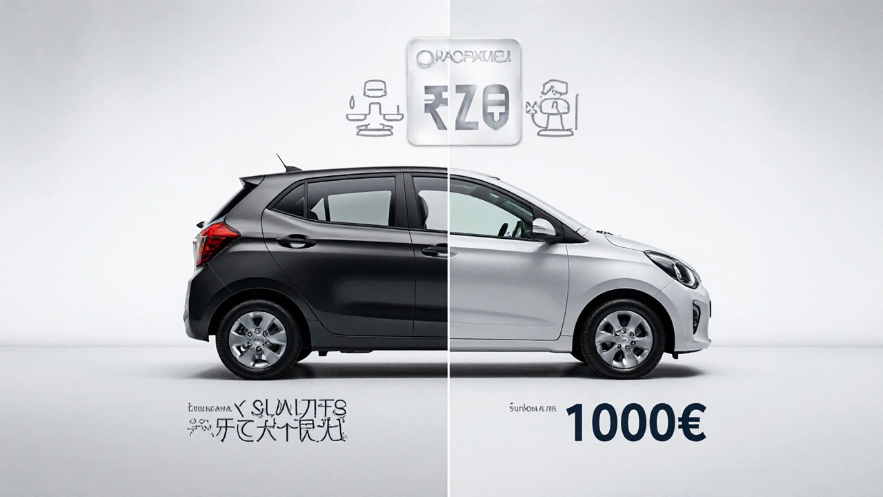 Porovnání auta Hyundai i10 v Indii a Evropě s rozdílnou výbavou a cenou.