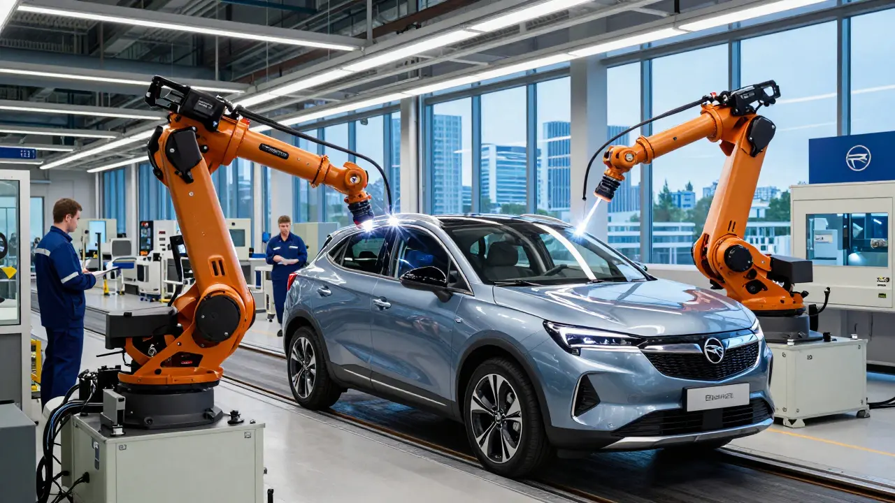 Moderní výrobní linka Opelu v Eisenachu s elektrickým modelem Mokka.