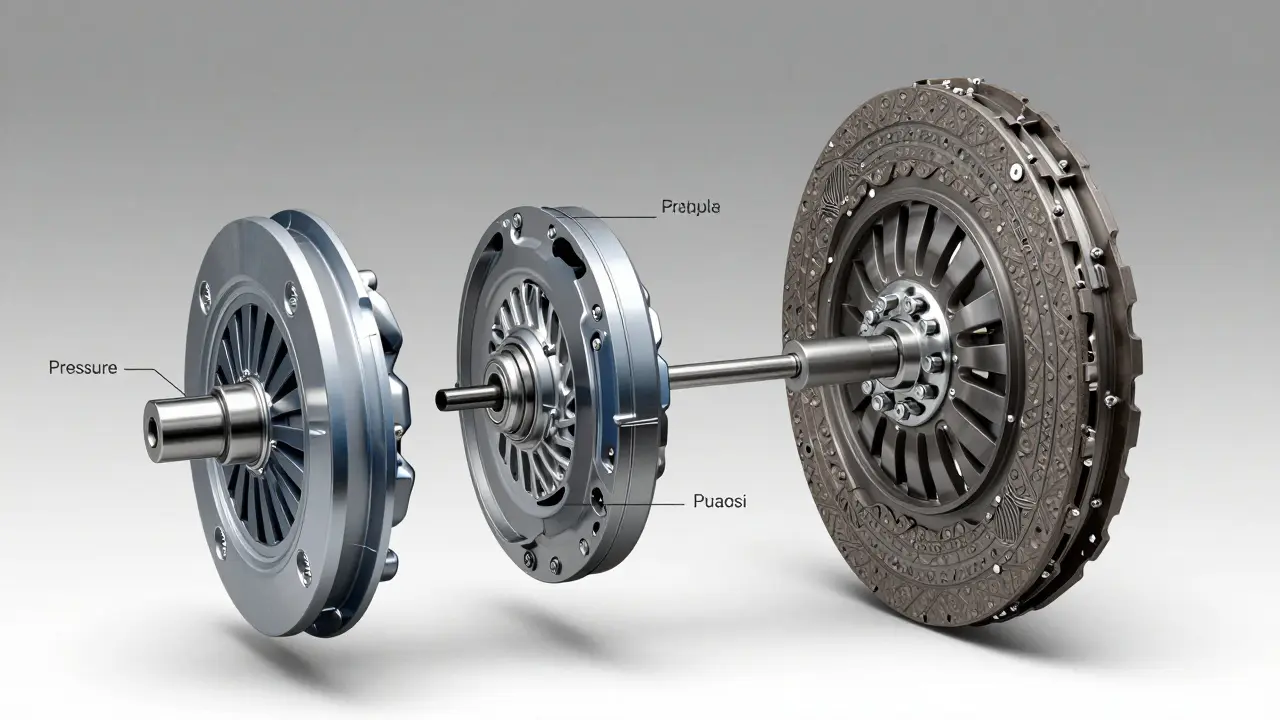 Detailní rozbor složek automobilové spojky v technickém kreslení