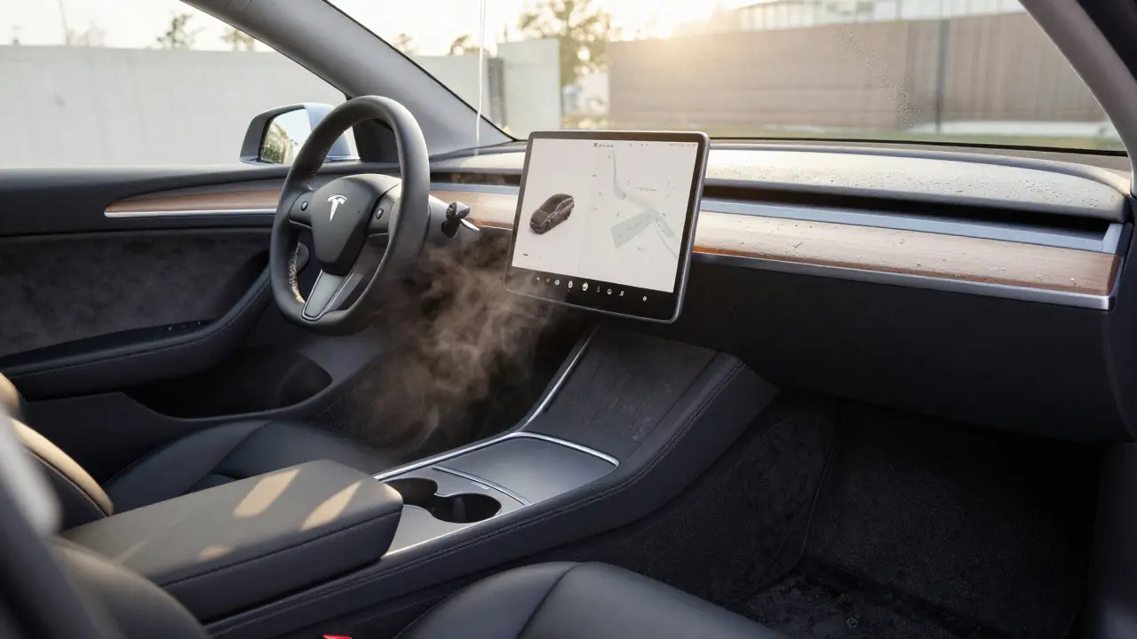 Jak vysušit auto zevnitř po promáčení nebo povodni - průvodce pro vlastníky Tesla