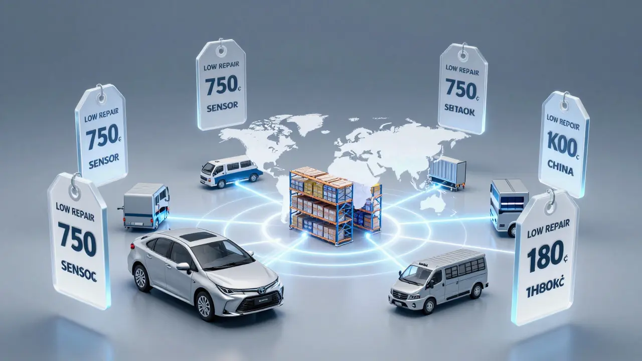 Toyota Corolla s přehledem nákladů na opravy a globálními výrobními linkami.