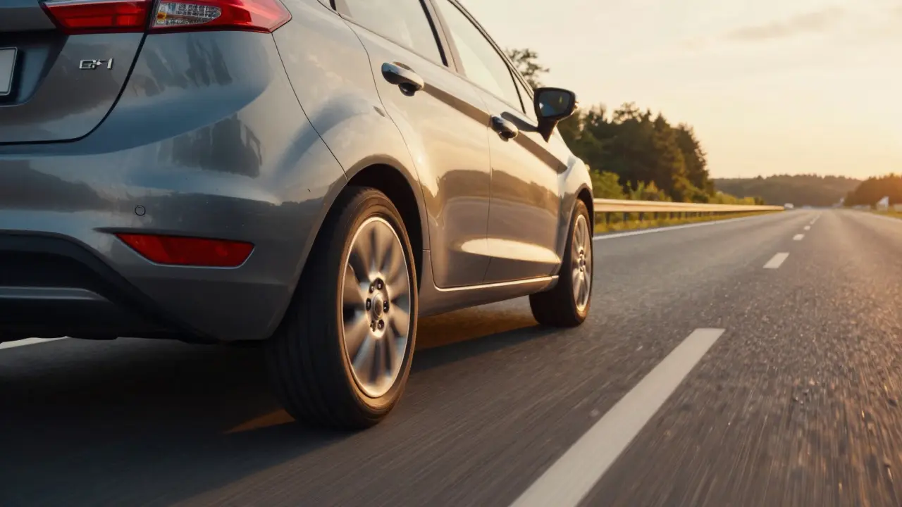 Auto značky Ford jedoucí po dálnici po úspěšné výměně spojky