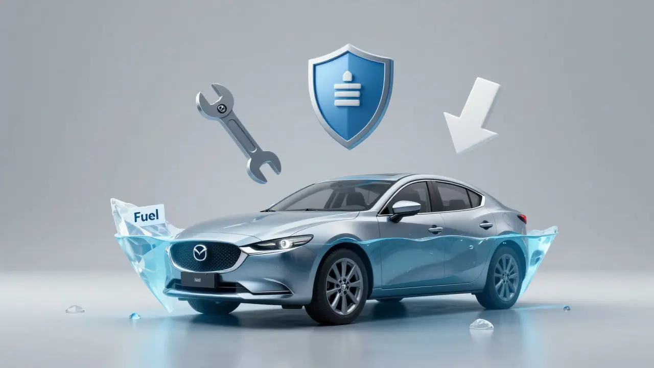 Konceptuální obraz auta jako ledovce znázornující viditelné a skryté náklady na provoz.