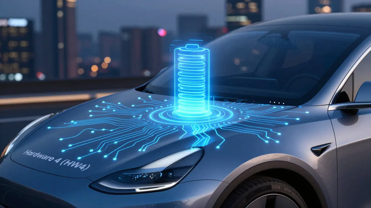 Konceptuální znázornění stavu baterie a technologií Tesly.