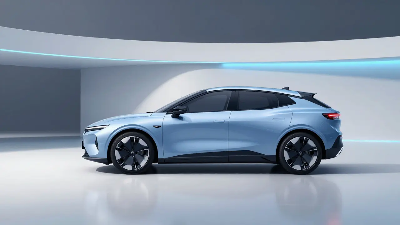 Moderní elektrický Opel Mokka v futuristickém bílém prostředí.